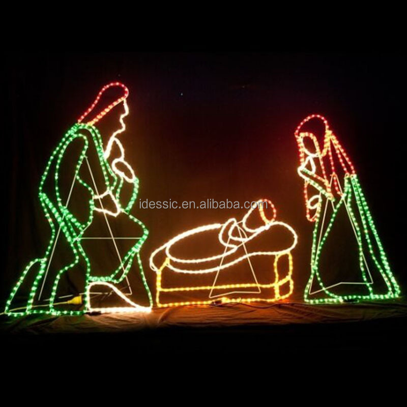 Outdoor LED rope light nativity the three wise men displays for commercial Christmas lawn decoration