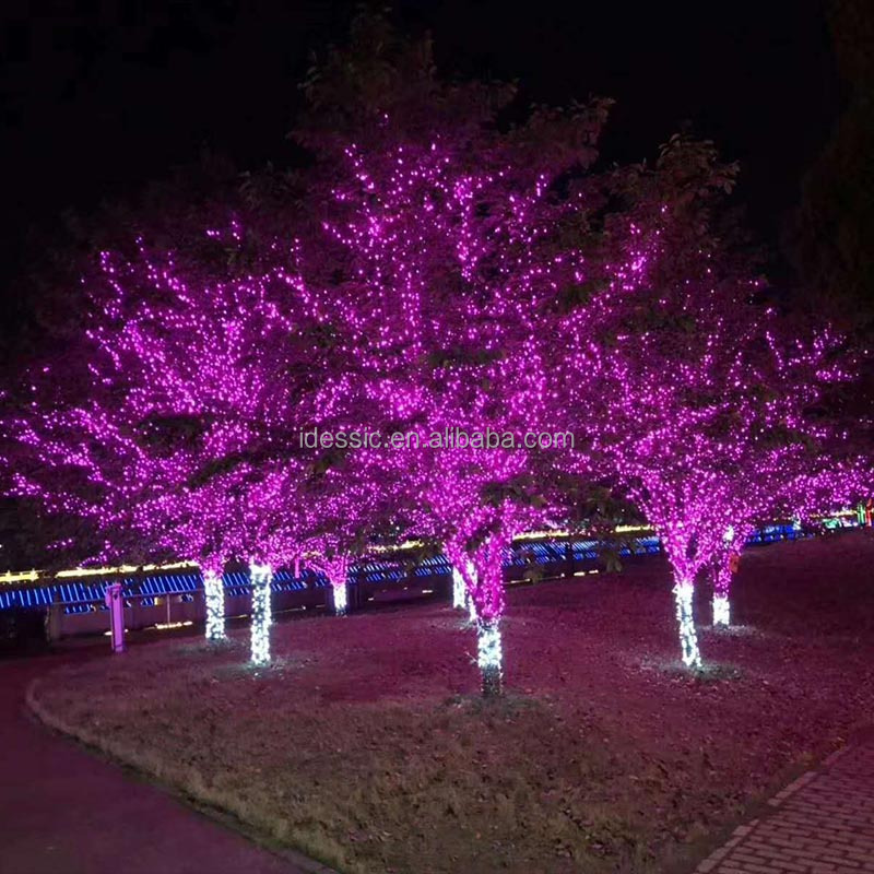 Outdoor tree wrapped string lights for tree trunk for winter garden holiday illumination