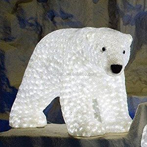 Outdoor low voltage 24V Christmas decoration pure white 3D LED lighted polar bears for large life size animals sculptures