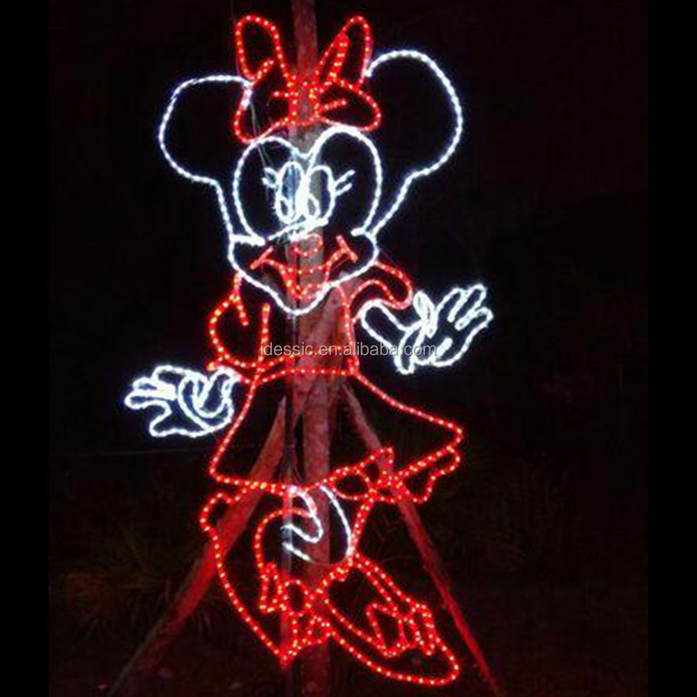 Outdoor 2D LED rope light Mickey Mouse character for amusement park Christmas light show