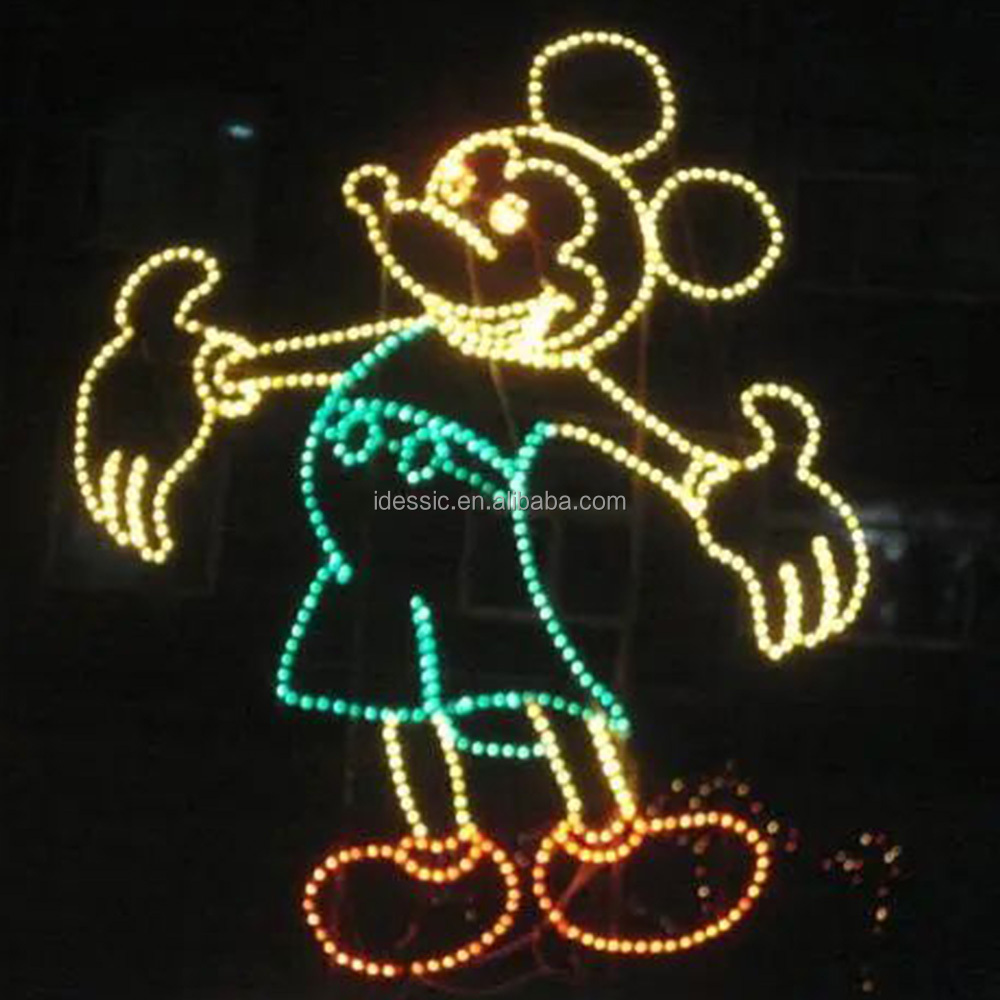 Outdoor 2D LED rope light Mickey Mouse character for amusement park Christmas light show