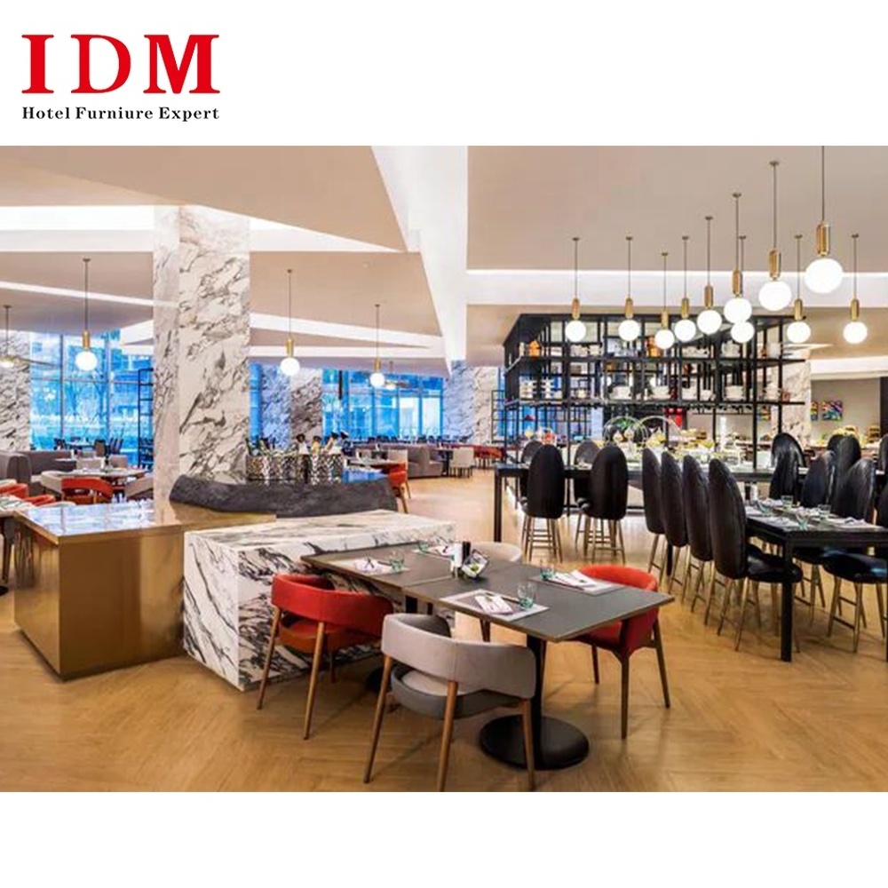 Modern Hotel Metal Wooden Frame Coffee Shop Furniture 4 Seating Bar Pub Cafe Tables And Chairs For Restaurant