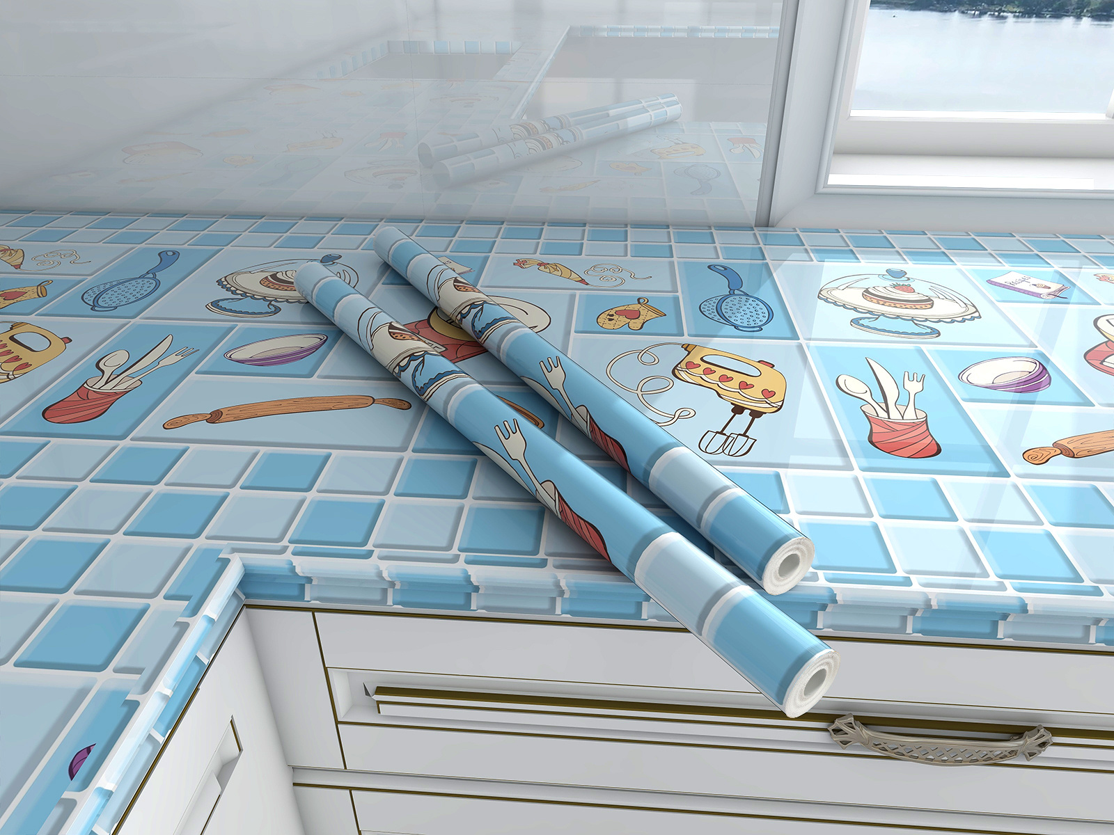 Cheap price oil proof kitchen pvc wallpaper sticker peel and stick wallpapers for Kitchen cartoon