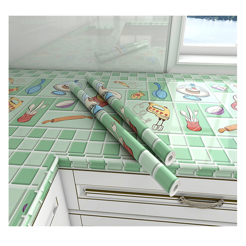 Cheap price oil proof kitchen pvc wallpaper sticker peel and stick wallpapers for Kitchen cartoon