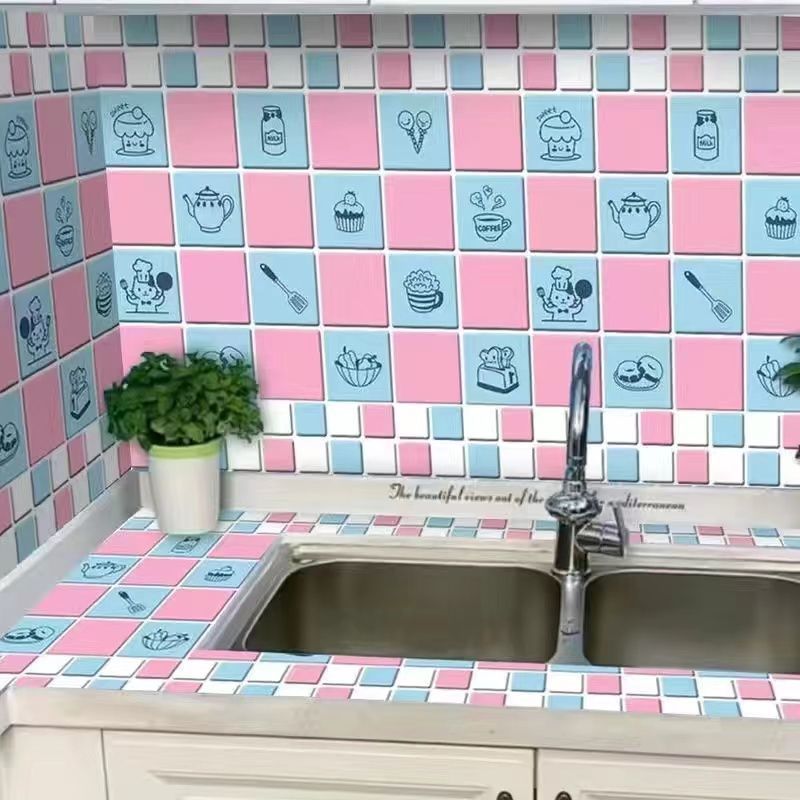 Cheap price oil proof kitchen pvc wallpaper sticker peel and stick wallpapers for Kitchen cartoon