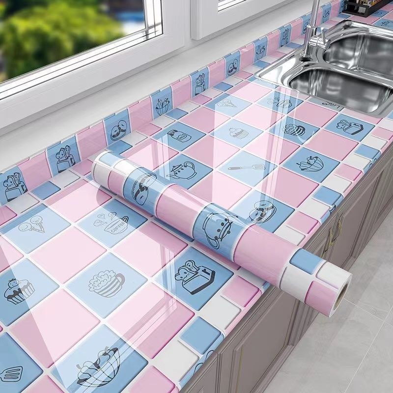 Cheap price oil proof kitchen pvc wallpaper sticker peel and stick wallpapers for Kitchen cartoon