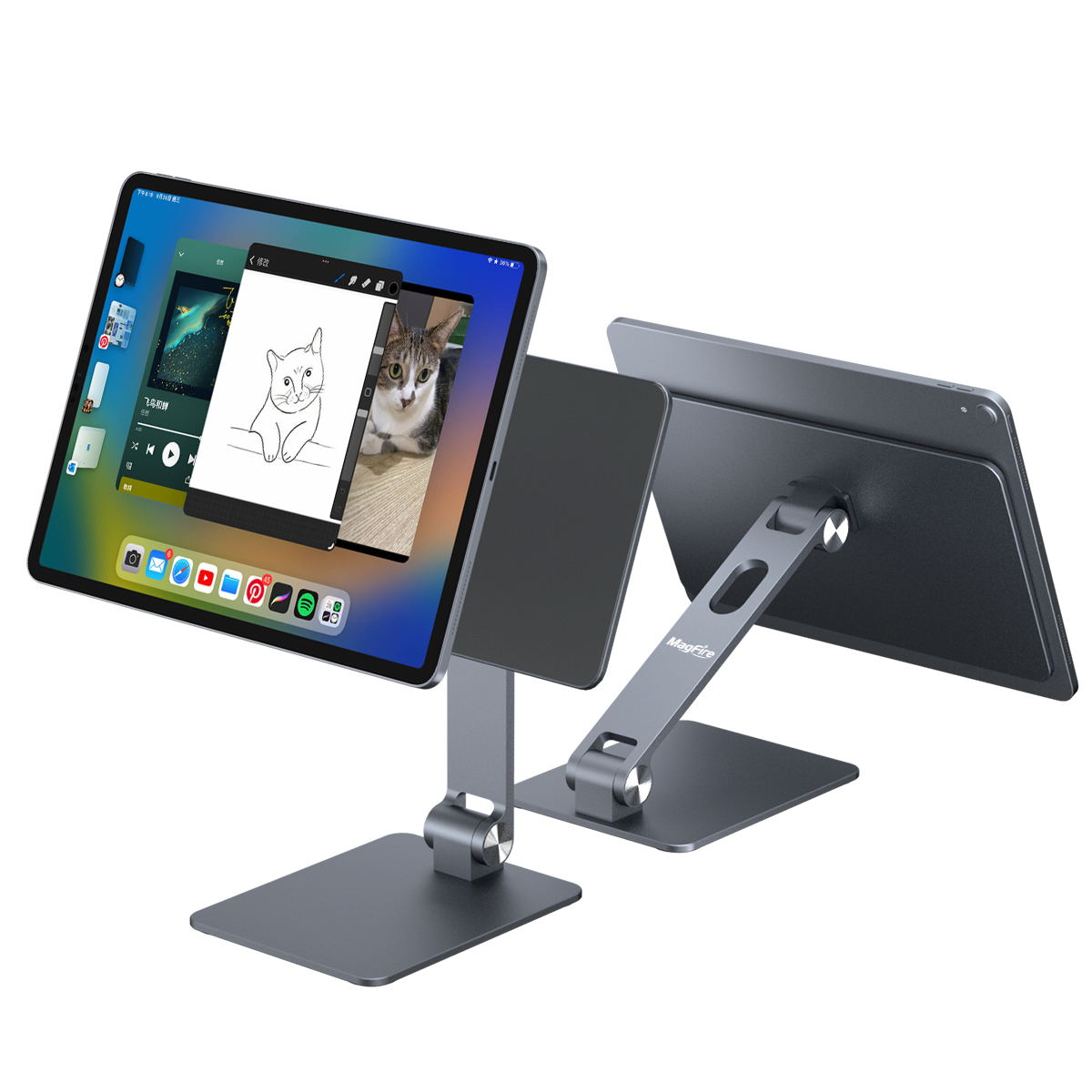 Foldable Premium Portable Multi-Angle Adjustable Magnetic iPad Holder Floating For iPad Pro/Air Stand