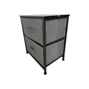 Stock fashion two-layer fabric double drawer storage rack, Simple black wood grain veneer home furniture office storage cabinet