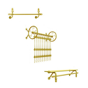 Shiny Gold Wall Mounted Hanging Rail Kids Clothes Display Rack ,Children Clothing Dress Shop Fittings Interior Design