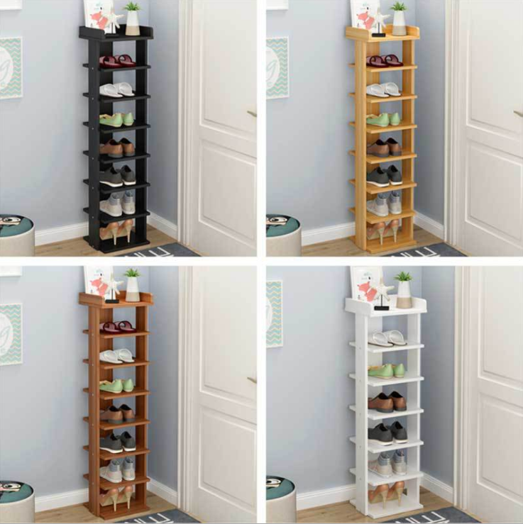 Wooden detachable shoe rack multi-layer simple cheap shoe storage cabinet and single row shoes shelf with drawer on top