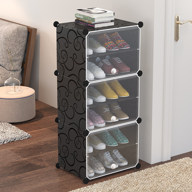 Cheap 1*4-3*10 Spaces Adjustable Assembled Plastic Dust Shoe Rack Cabinet,With Free Umbrella Stand Storage Shoe Rack