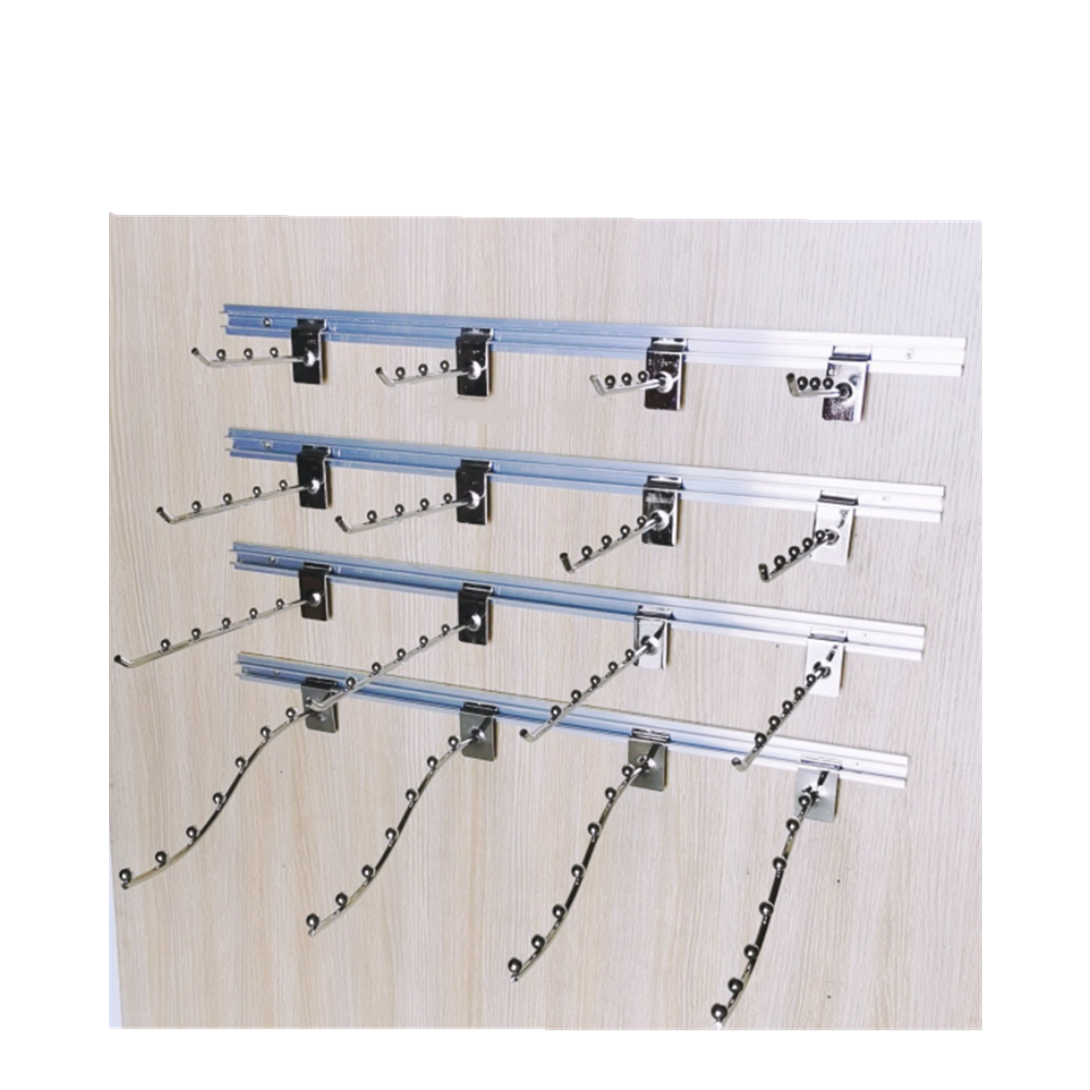 Wall Mounted Aluminum Silver Clothes Rack, Retail Store Bedroom Dual Purpose Clothes, Snacks, Socks Hanging Storage Rack