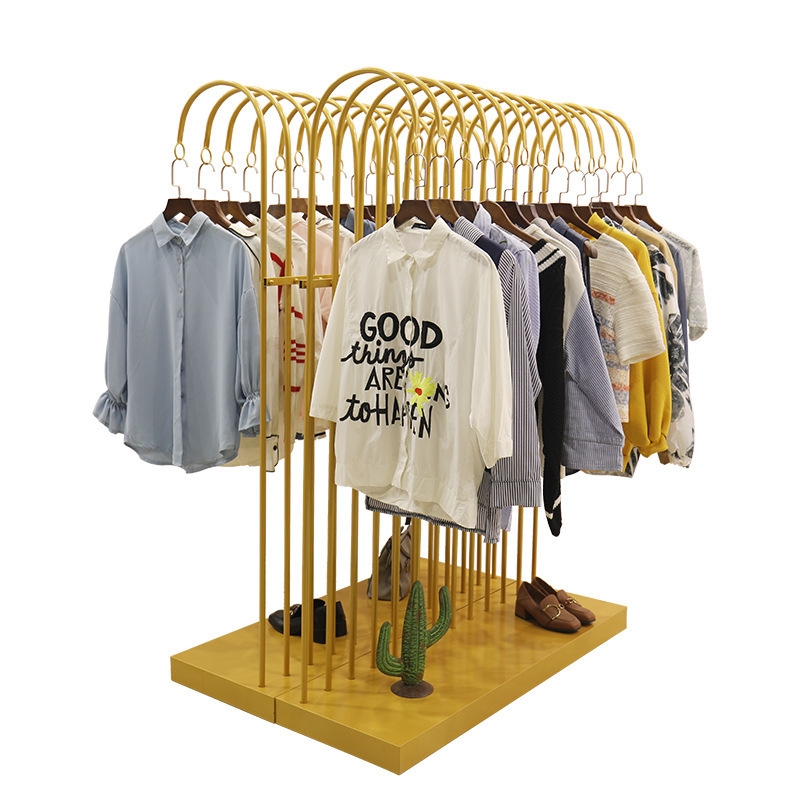 Ready To Ship Clothing Stainless Steel Wall Display Racks Wall-mounted Hanger Gold Wall Mounted Clothes Rack For Clothes Shop