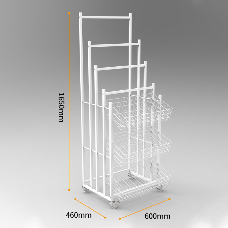 Movable black / white metal multi-function 6-layer umbrella rain gear display rack