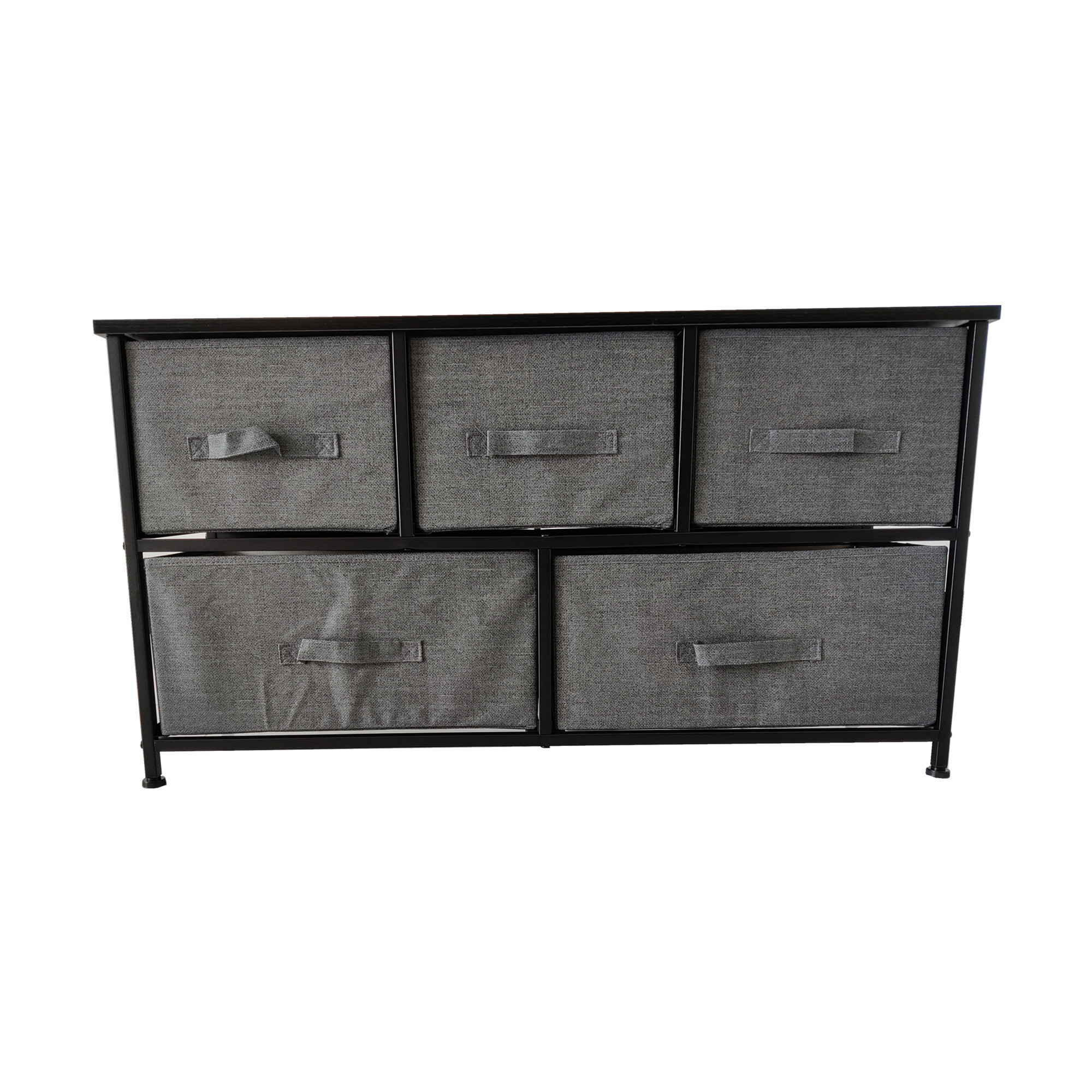 Easy Assembled Folding Fabric Drawer Storage Cabinet, Detachable double Layer 5 Dark Grey Fabric Drawer Storage Rack