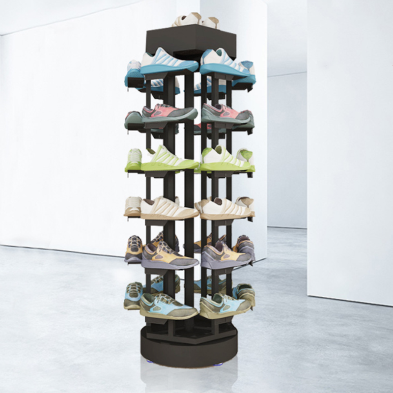 Shoe store metal floor standing sports shoes rotating sneaker display stand whole price