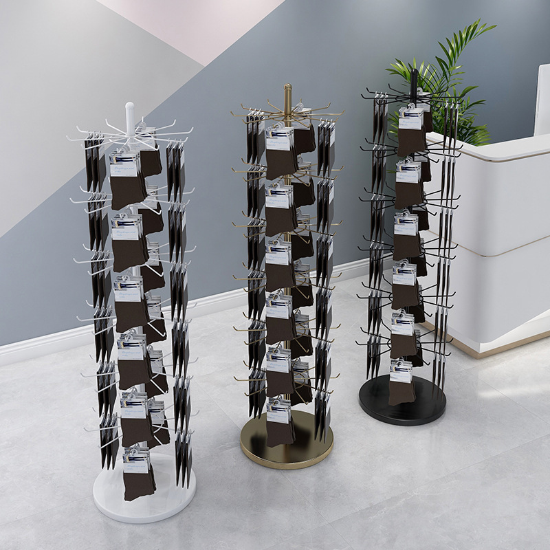 40*160/180 cm All Metal Turning Keyring Display Stand With Hooks, Retail Shops Accessories Socks Rotating Display Rack