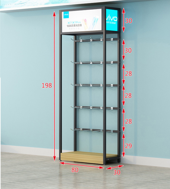 Market snack shelf display cabinet mobile phone case display stand retail store led light jewelry underwear hook showcase