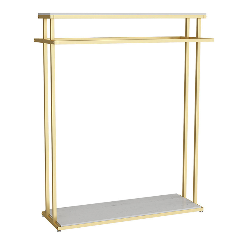 Golden clothing store floor standing clothes display rack Double sided multifunctional children's cloth display stand