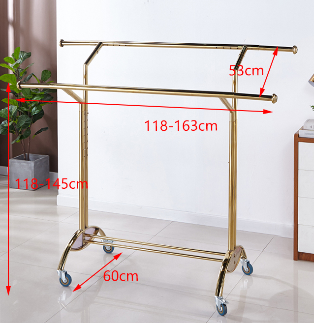 Adjustable floor-standing telescopic folding bar clothing rack Luxury Metal Cloth Hanger Rack Stand and Drying rack holder .