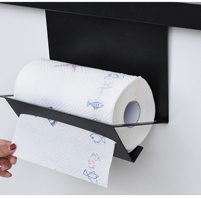 Multi-function Kitchen Wall-mounted Hanging Metal Paper Towel Roll Tissue Storage Shelf