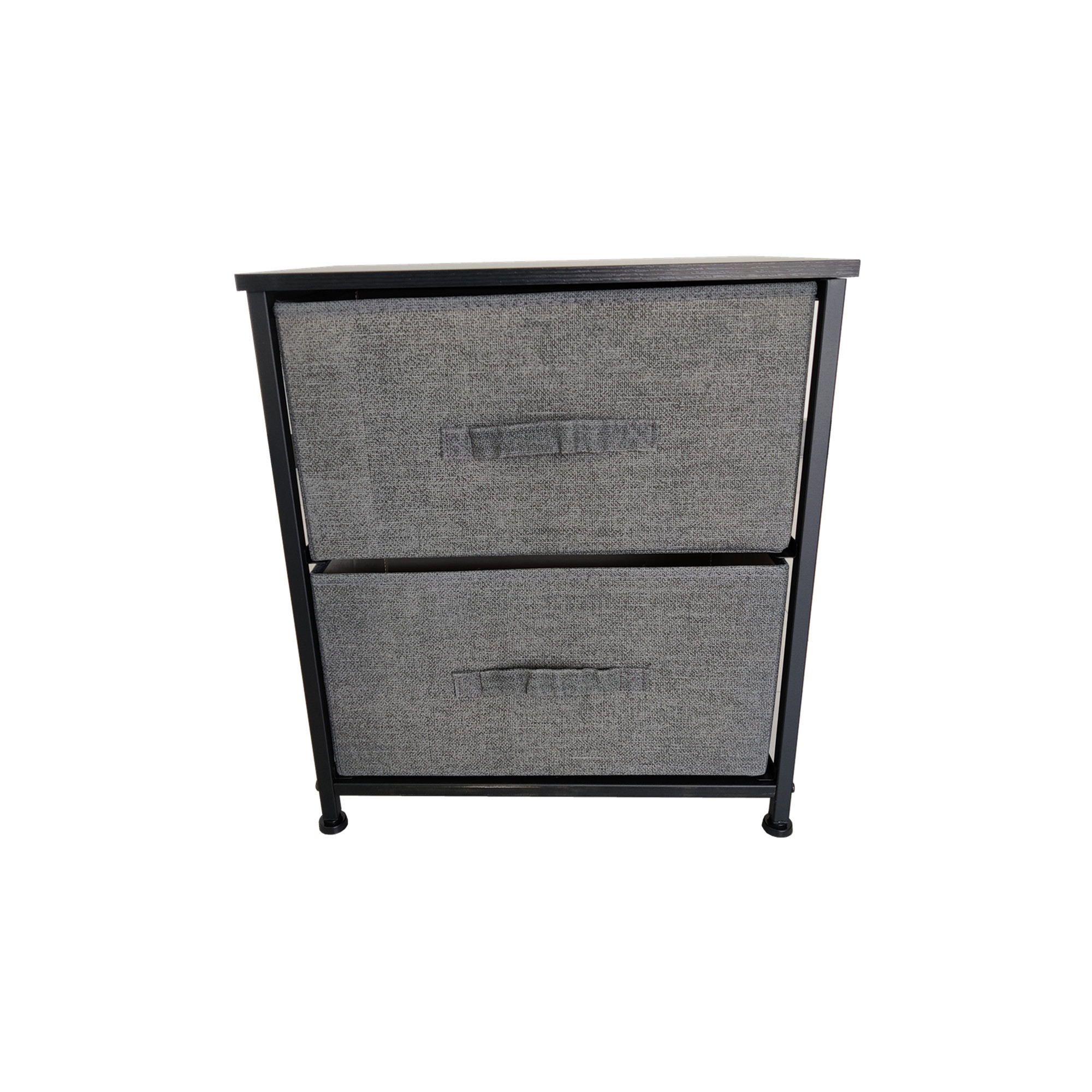 Stock fashion two-layer fabric double drawer storage rack, Simple black wood grain veneer home furniture office storage cabinet