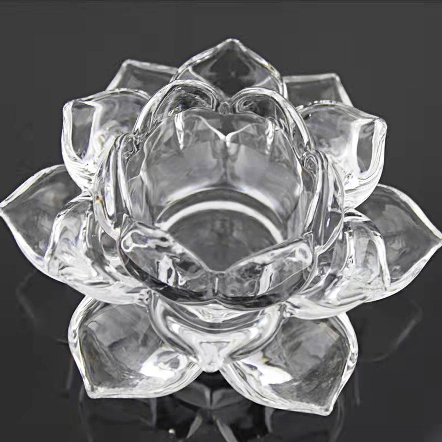 Glass Candle Holder Lotus Shaped Holder, Valentine's Day Wedding Home Decor Church Transparent Crystal Candle Holder Racks