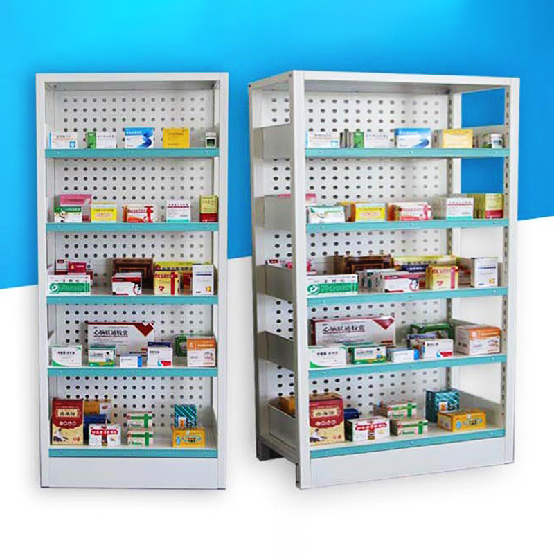 Pharmacy Furniture Hospital Clinic Indoor Wall Shelf Displays Racks, Easy Install Retail Pharmacy Shelving Display Cabinets