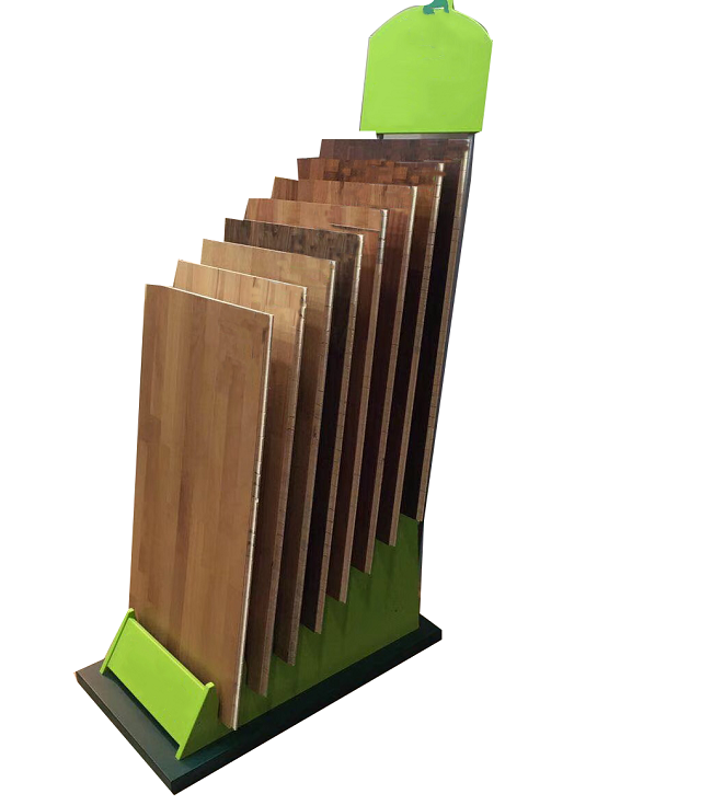 Pretty Waterfall Embedded  Retail Wood Floor Ceramic Tile Sample Board Standing Display Rack