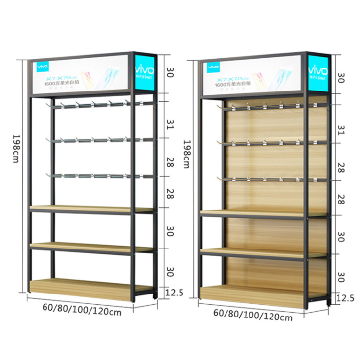 Market snack shelf display cabinet mobile phone case display stand retail store led light jewelry underwear hook showcase