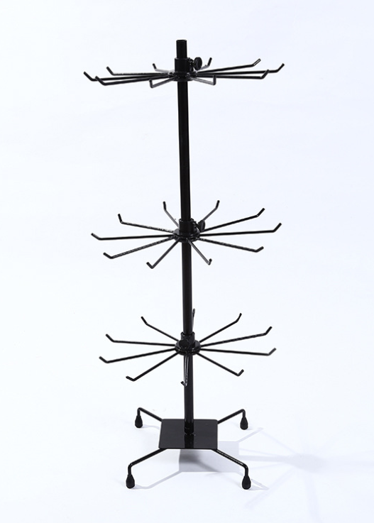 Hot sell rotating black white iron 3 layer jewelry display rack socks and phone accessories storage holder and hat stand