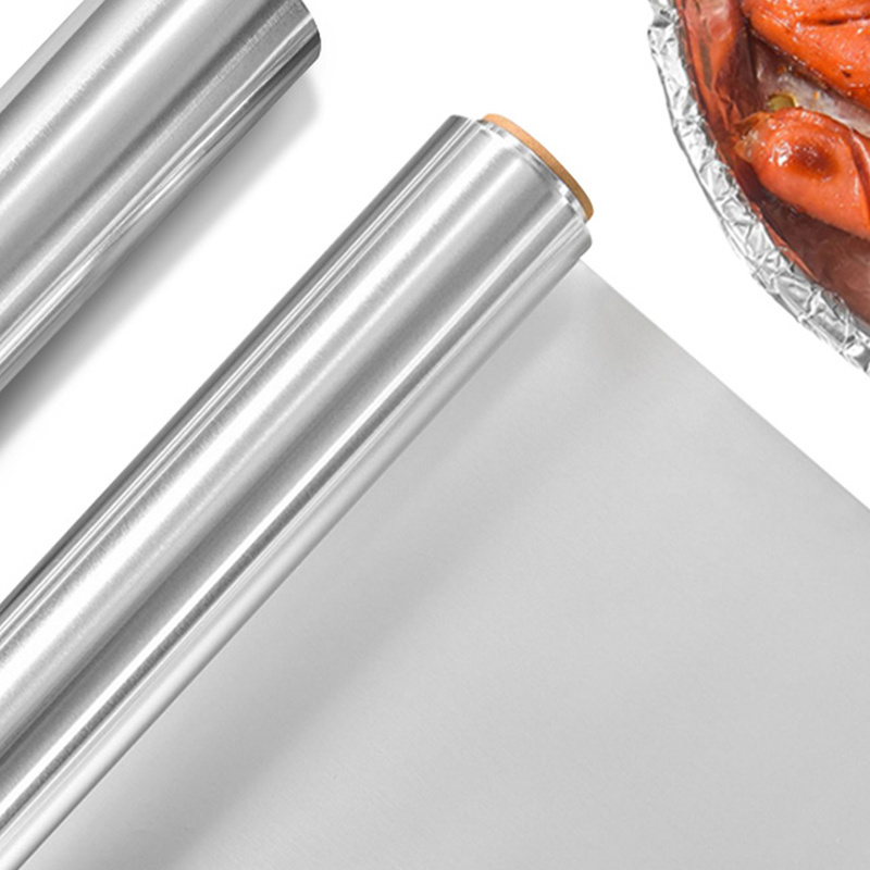 AIUDO Packaging Silver Kitchen Use Heavy Duty Grill Broil Steam BBQ Disposable 10-25 Microns Custom Logo Color Box Aluminum Foil