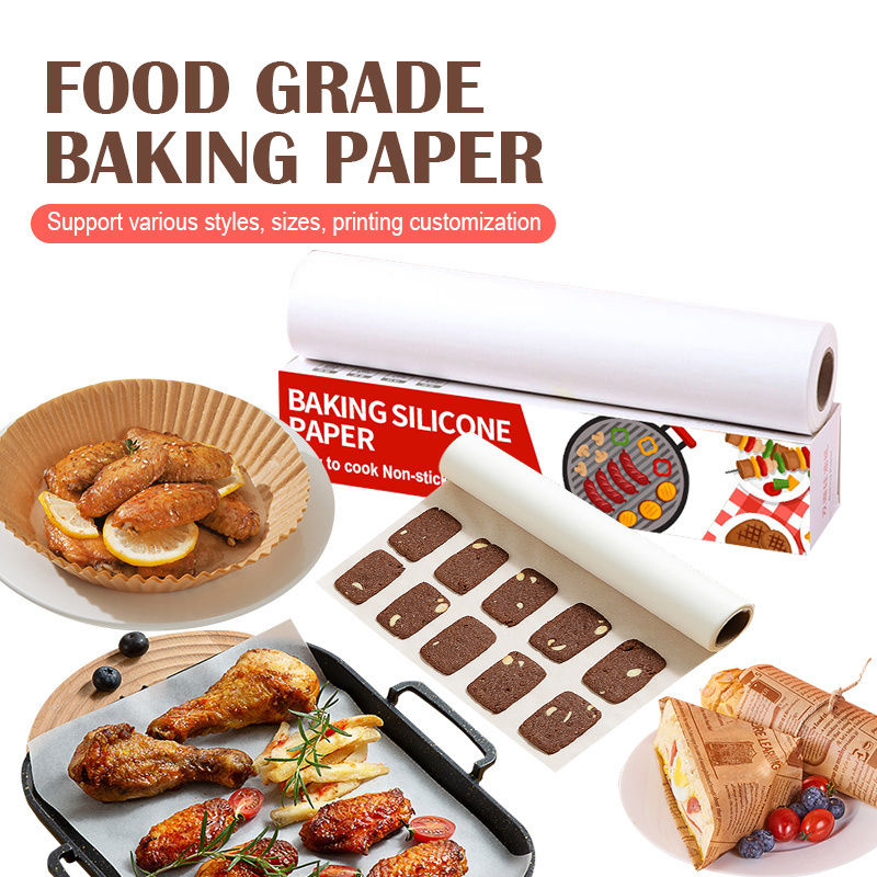 AIUDO Factory Printed Non-stick Disposable Parchment Silicone Paper Liner Water-proof Oil-proof Reusable Round Baking Paper