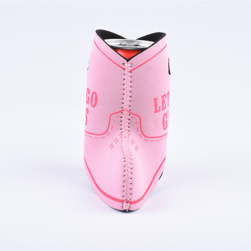 Custom Logo Printed Personalized Promotional Shoe Boot Shaped Pink Neoprene Stubby Holder Beverage Beer Can Cooler Coozies