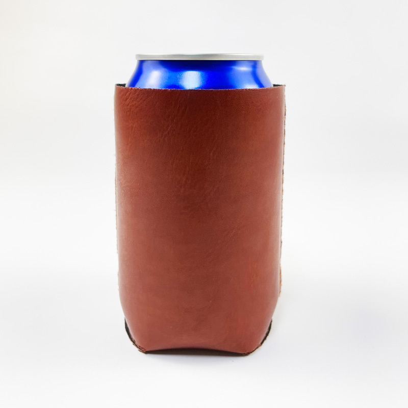 custom emboss logo waterproof comfortable brown neoprene faux leather beer can stubby holder drink cooler sleeve coozies