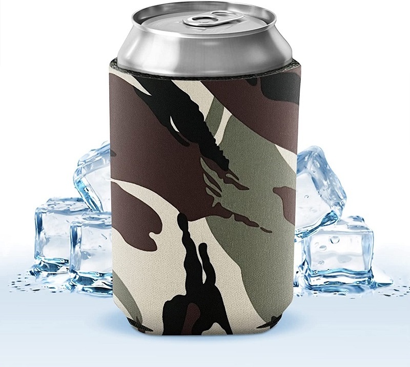 High quality custom logo 5mm neoprene sublimation blank printable stubby holder insulated beer can cooler sleeve camo coozies