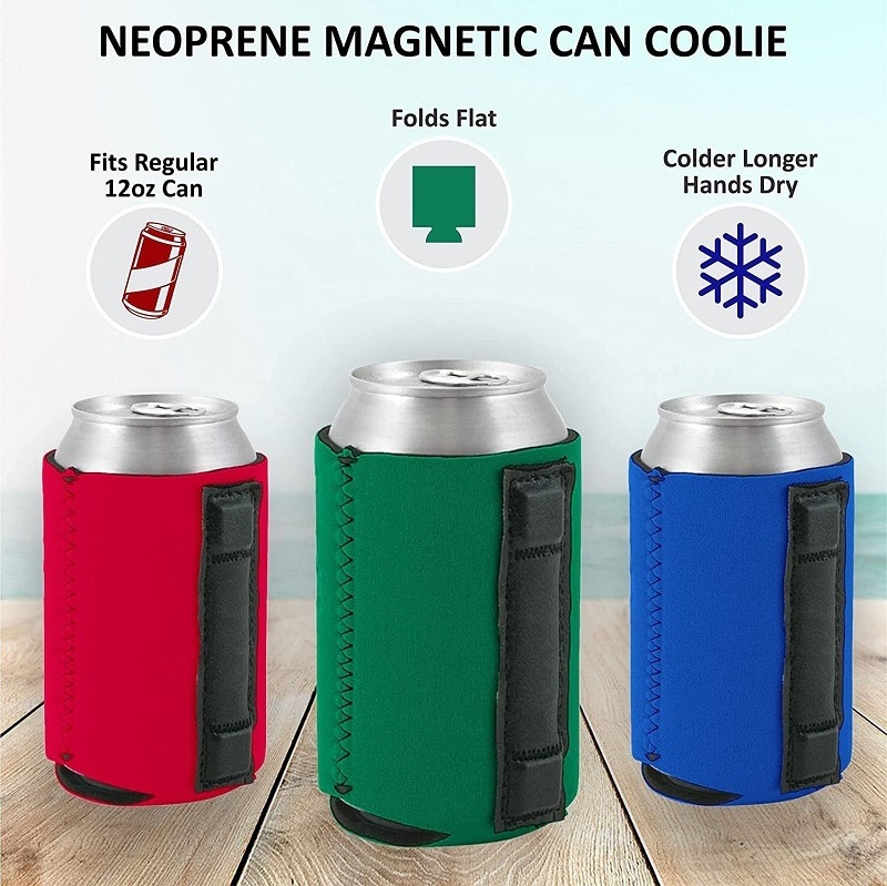 Custom logo printed collapsible magnet 12 16 oz beer cooler stubby holder neoprene magnetic can coozies for promotion