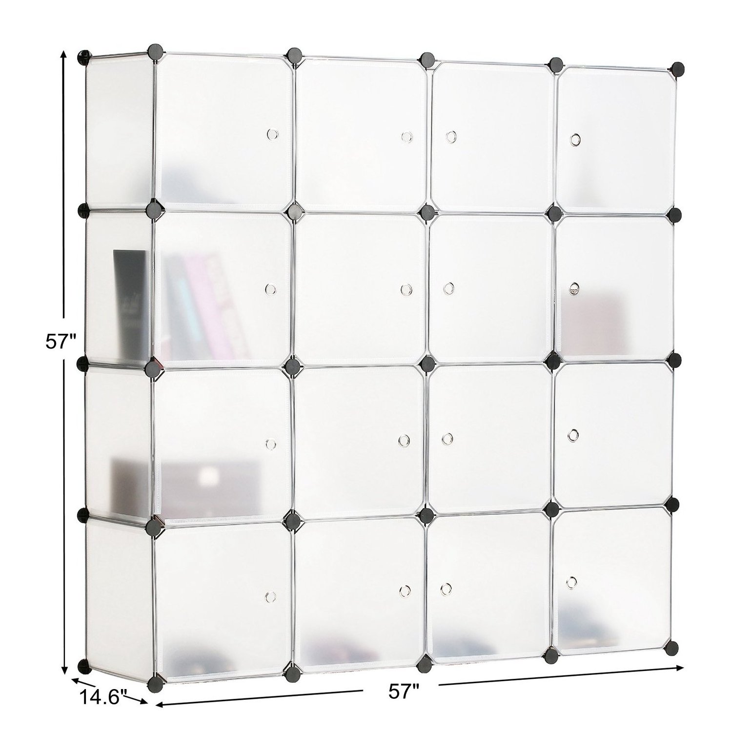 18 Cubes Organizer Cubby Shelving Plastic Storage ,DIY Modular Bookcase Closet System Cabinet