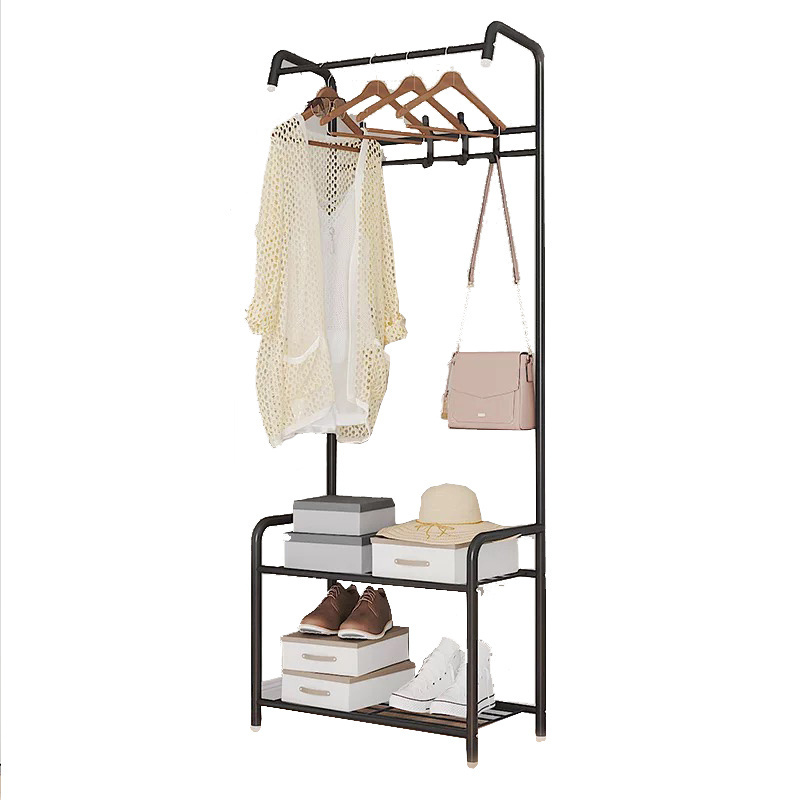 Metal Entryway Coat Rack with Bench Hooks and 2-Tier Shoe Rack2