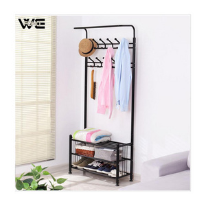 Entryway Coat and Shoe Rack with 18 Hooks and 3-Tier Shelves, Fashion Garment Rack, Bag Clothes Umbrella and Hat Rack with Hange