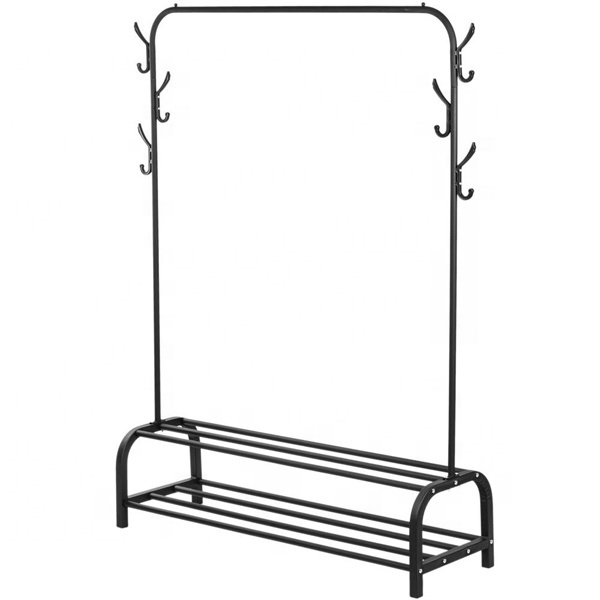 Metal Garment Rack with Mesh Shelf, Each Rail Holds up to 10 kg, for Clothes, Bags, Shoes, Storage Boxes