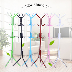 Factory Directly Sale Clothes Rack Metal Simple Standing Coat and Hat Hanger Organizer Rack