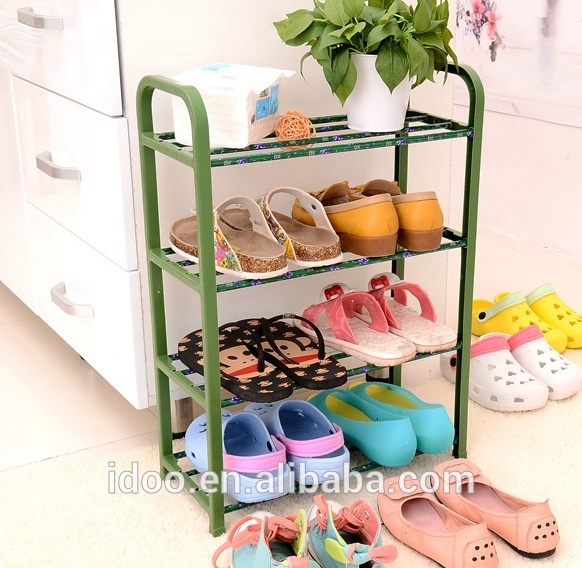 Metal Furniture Indoor 4 Tier Metal Shoe Rack Metal Rolling Cart