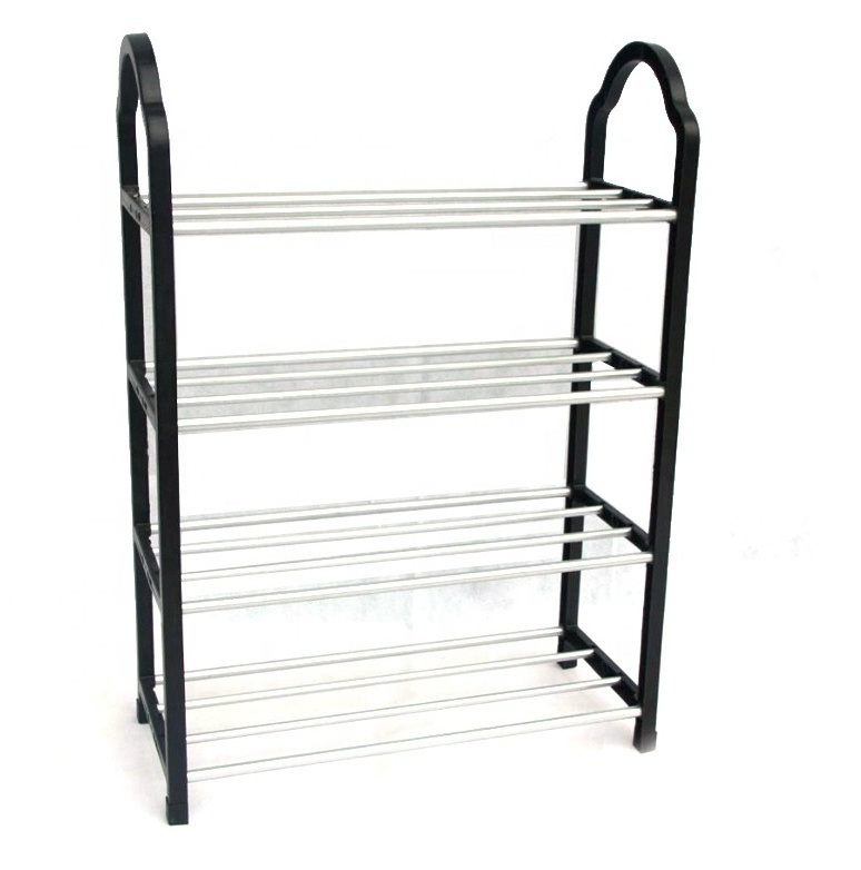 Metal Furniture Indoor 4 Tier Metal Shoe Rack Metal Rolling Cart