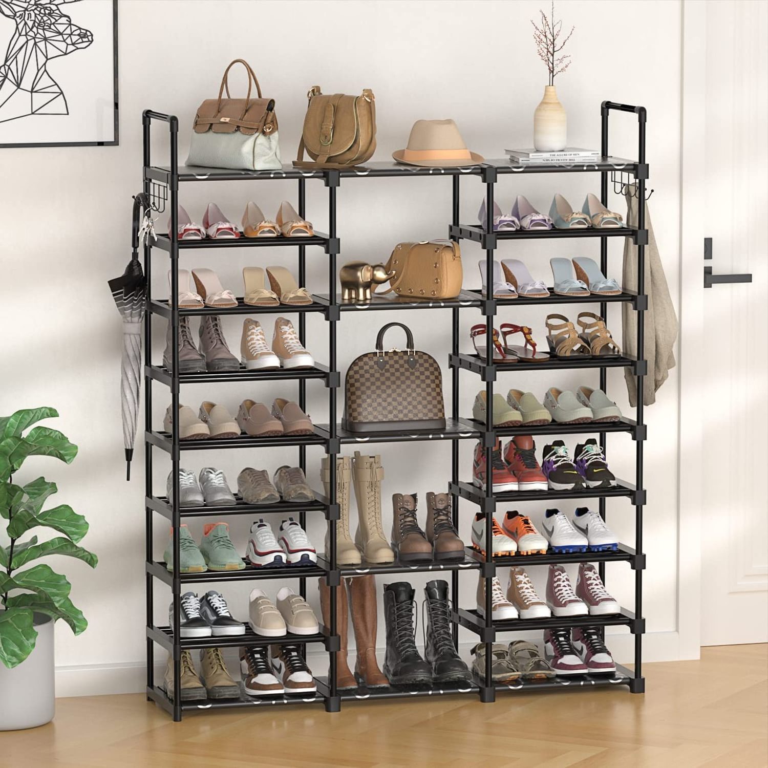 Trade Assurance Plastic Shoe Rack 9 Tier Space Saver Shoes Rack Organizer For Closet Corridor