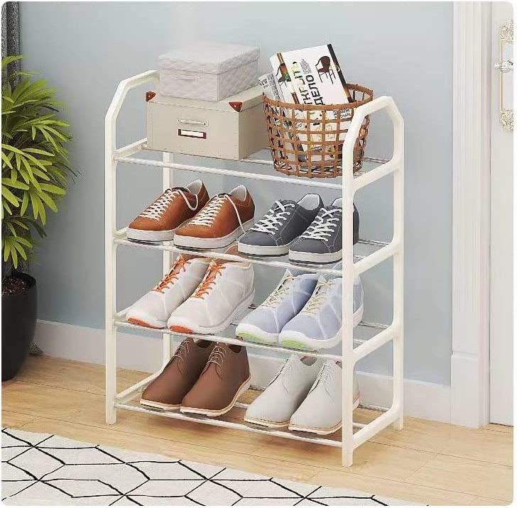 2023 Diy Shoe Rack 4-Tier White Shoes Storage Rack Organizer With Strong Bearing Capacity