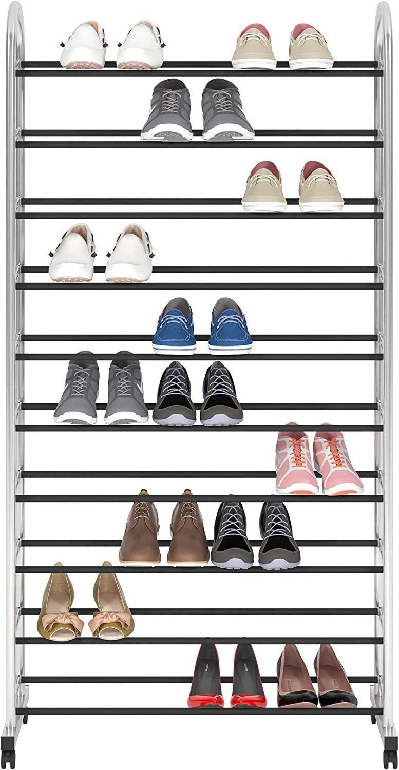 Large Capacity Entryway Shoe Rack 10-tier Shoe Rack With Wheels For Entrance Or Dorm Room