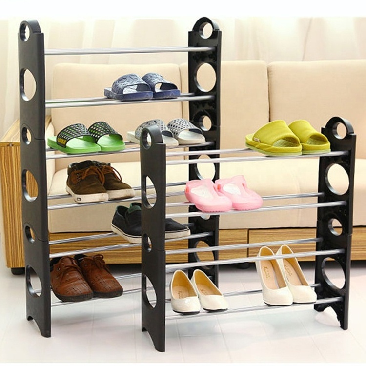 Widely Used Superior Quality Display  Wooden  3 tier Mini  Black Shoe Rack For Garage