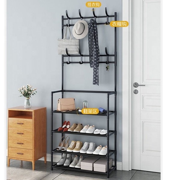 Professional Shoe Rack With Coat Hanger Quality Metal Coat Rack Portable Coat Stand Rack