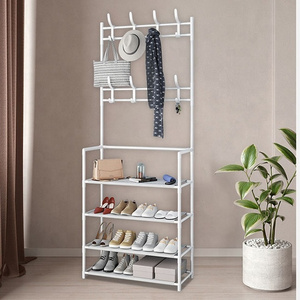 Professional Shoe Rack With Coat Hanger Quality Metal Coat Rack Portable Coat Stand Rack